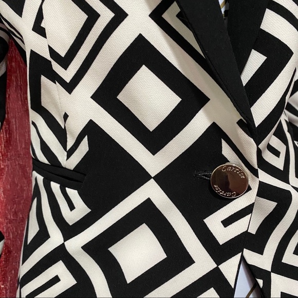 Cartise Black White Print Blazer Jacket - Picture 4 of 5